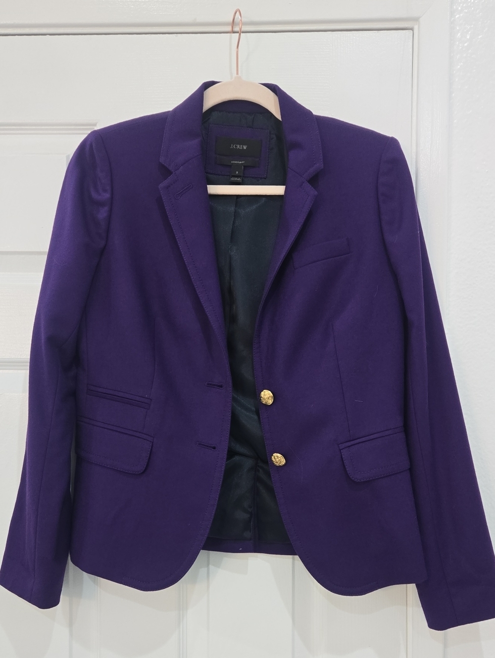 J. Crew Women's Violet Notch-Collar Blazer with Gold Buttons